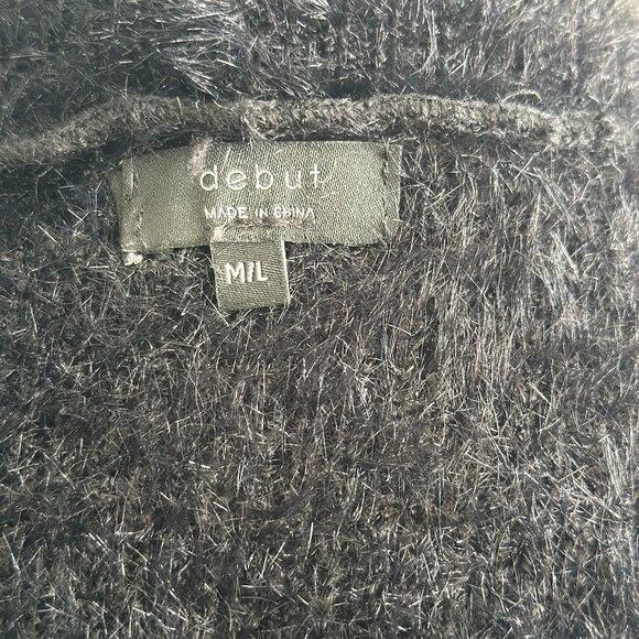 Debut Fuzzy Black Button-Front Cardigan – Size M/L – Soft Cozy Knit - Picture 2 of 8